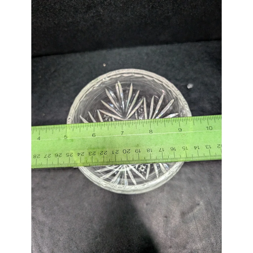 Diamond Fan Pattern Cut Crystal Bowl, Scalloped Edge, 4.5